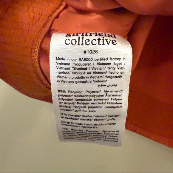 Girlfriend Collective Ribbed Dylan Tank Bra High Neck Size small in orange - Picture 7 of 9
